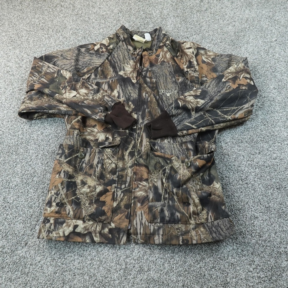 ScentLok Jacket Mens L Brown Camo Fleece Full Zip Hunting Parka Outdoor Coat Top